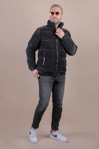 Ohepmoda Dik Yaka Nova Soft Kumaş Erkek Şişme Mont Siyah