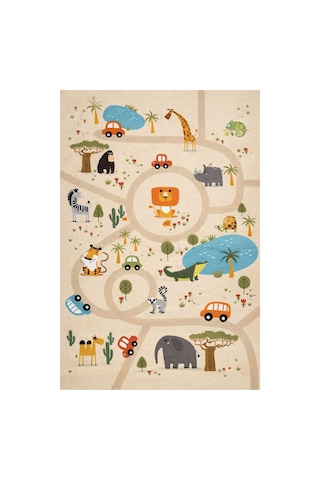 Kartela Halı Safari Yolculuğu Kaymaz Taban Çocuk Oyun Halısı - 160 X 240 Cm Çok Renkli