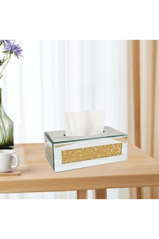 Homyl Mendil Kutusu Kapağı Oturma Odası Dekoru Vanity Tezgahı Altın