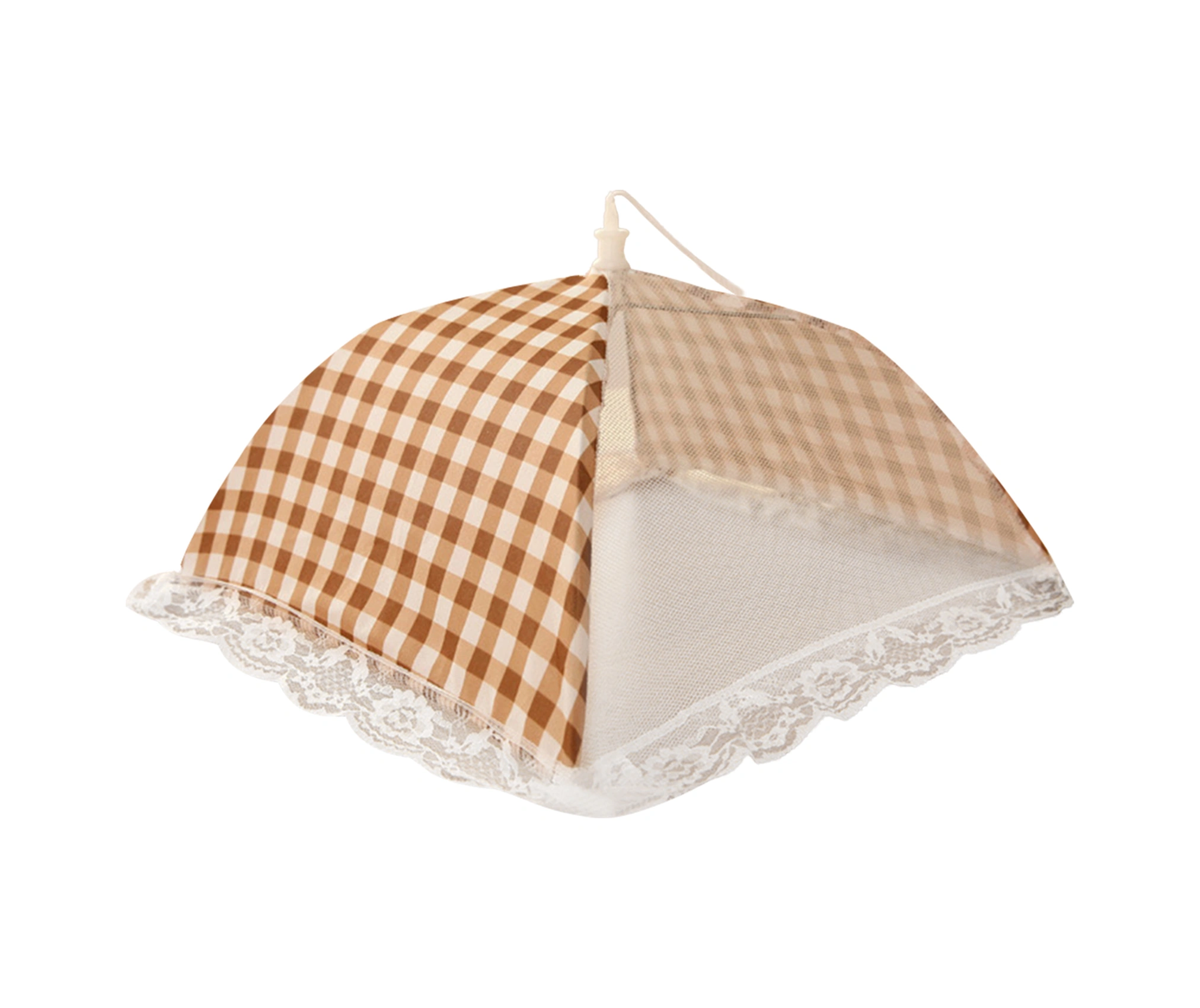 Youmex Küçük Boy Bej Kemer Desenli Katlanabilir Gıda Koruması - Mosquitoya Ve Tozuna Karşı Koruyucu, Bahçe, Kamp Ve Pikniklerde Kullanılabilir, Yeniden Kullanılabilir Kahverengi