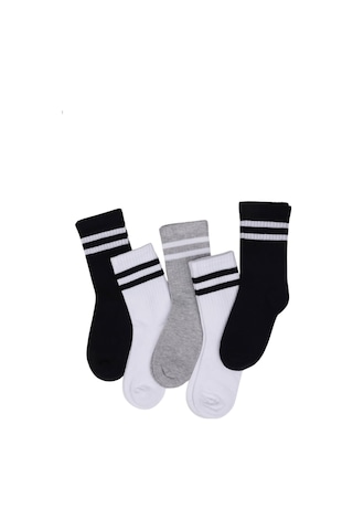 Çocuk Çorap Soket 3 Çift Unisex Beyaz-siyah-siyah-2138 Siyah