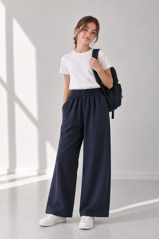 Angel&co. Girls Clothing Lacivert Kız Çocuk Eşofman Altı - Geniş Kesim Lacivert - 868273572 Lacivert