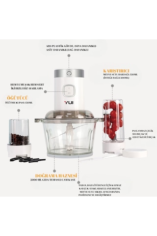 Yui M-2001 300 W 3'ü 1 Arada Blender Seti