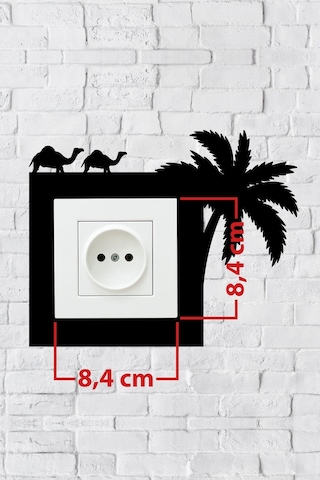 Palmiye Deve Tasarım Priz Çerçevesi İç Ölçü 8,4x8,4 Cm Dekoratif Priz Süsü Ve Anahtar Çerçevesi