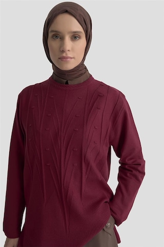 Armine Başak Desenli Kazak 25kd7006 Bordo Bordo