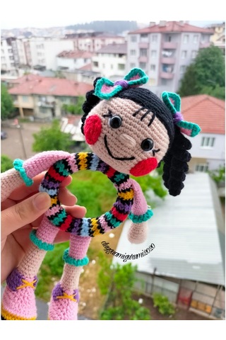Bebek Şeklinde Rengarenk Oyuncak Kız Çıngırak Bebek Çok Renkli