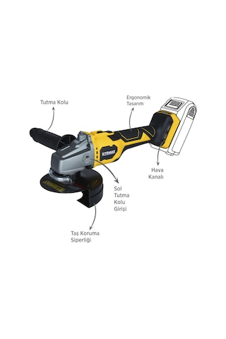 Rtrmax RTX3060B Şarjlı Avuç Taşlama Makinası Kömürsüz 125 mm - Akü Hariç