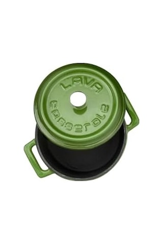 Metal Döküm Mini Tencere, 10 Cm, 0.35 L Hacim, Yeşil 12v