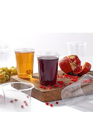 Plastik Şeffaf Bardak 95x400cc 14 Oz Bardak +bombe Kapak 300'lü