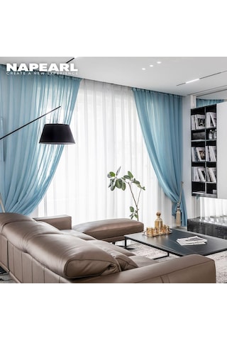 Beyaz 1 Pc Napearl Basit Zarif Tül Perde Düz Renk Perde Oturma Odası Tül Perdeleri W100cm X L130cm Beyaz