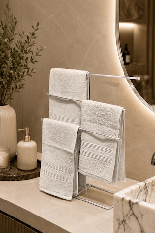 Parlak Silver 6 Kollu T Havluluk Tezgah Üstü Havlu Askılığı Banyo Mutfak Organizer Paslanmaz Metal Gümüş