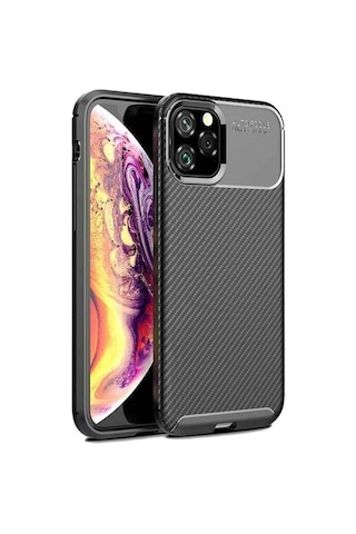 Apple Uyumlu iPhone 12 Pro Max Karbon Desenli Negro Silikon Kılıf