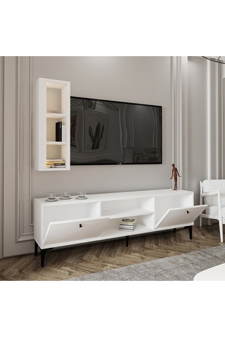Tv Ünitesi Cunda Beyaz Led Işıklı 150 Cm