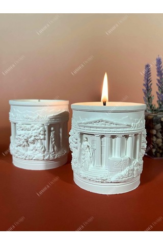 Avrupa Mimari Dekoratif Mum Koleksiyonu, Vanilya Kokulu Mum, 1 Adet, 8x8 Cm Atina Diğer