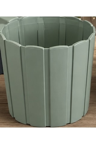 Storeşahin 3d Baskı Askılı Balkon Saksısı Dikey Çizgili Dekoratif Çiçek Ve Aromatik Bitki Saksısı - Adaçayı Yeşili Shn0720