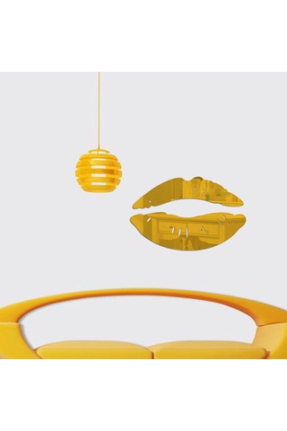 Mufunye Dudak Şekilli Ayna Duvar Sticker Seti - Kırmızı, Altın, Siyah, Gümüş Renk Seçenekleri - Dekoratif Duvar Aksesuarı Çok Renkli