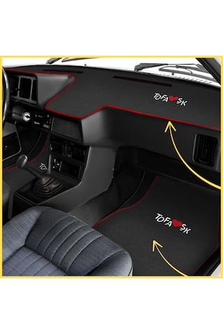 Tofaş Şahin Doğan Kartal Düşük Alçak Torpido Halısı & Siyah Oto Halı Paspas Nakışlı Tasarım