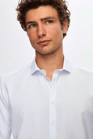 Twn Slim Fit Beyaz Baskılı Easy Iron Gömlek 1ef0221012880 Beyaz