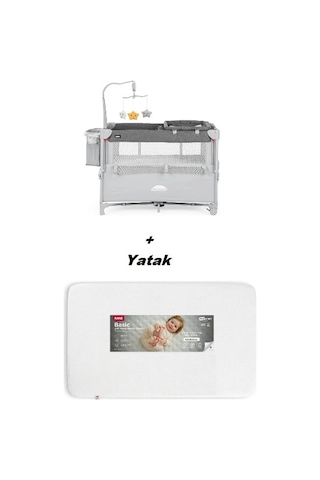 Kanz Summer Anne Yanı Park Yatak Gri - Yataklı