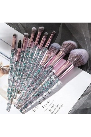 Fontenay Profesyonel Yeşil Simli Makyaj Fırça Seti 10'lu