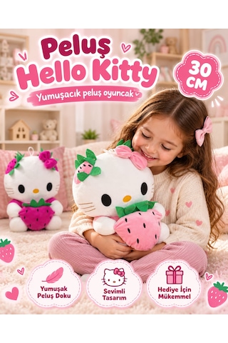 Oyuncak Hello Kitty Peluş Orta Boy Yumuşak Sevimli Hediyelik Oyun Arkadaşı 30 Cm Pembe