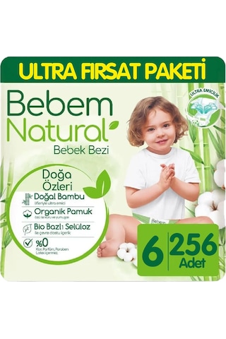 Bebem Natural Bebek Bezi Ultra Fırsat Paketi 6 Numara 64x4 256 Adet 4'lü