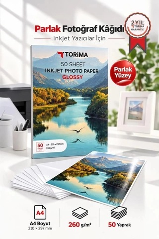 Özel Seri Fotoğraf Kağıdı A4 Parlak 260 Gr 21x30 Glossy 50 Sayfa Kırtasiye Foto Baskı Kağıt Çeşidi