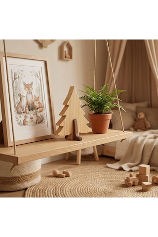 Simdale Wood İsimli Dekoratif Ahşap Çam Ağacı - Modüler Kaideli