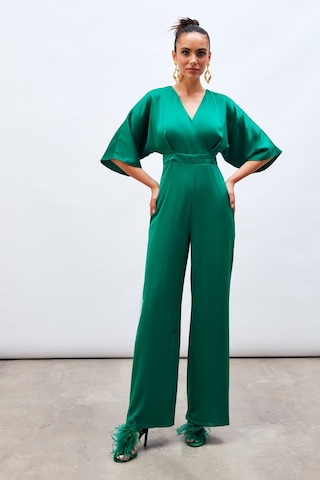 Sateen Kruvaze Salaş Tulum - Zümrüt