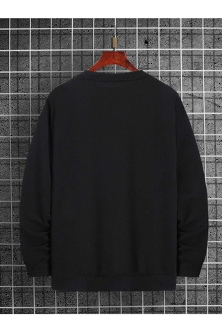 Erkek Siyah Munih Baskılı Oversize Sweatshirt Siyah