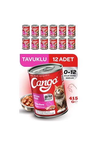 Cango Yavru Yaş Kedi Maması Tavuklu 415gr 12li