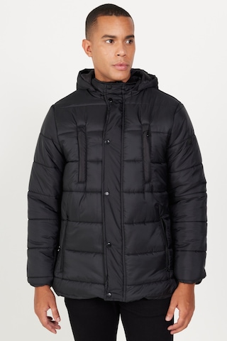 Ac&Co / Altınyıldız Classics Erkek Siyah Standart Fit Normal Kesim Dik Yaka Dolgulu Outdoor Şişme Kaban Mont 4A0723100201Syh50 Siyah