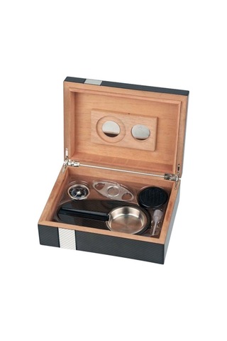 Passatore Karbon Sedir Humidor Puro Seti Siyah 20's