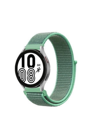 Mey İthalat Samsung Galaxy Watch 4 Hasırlı Cırtcırtlı Kordon - Turkuaz