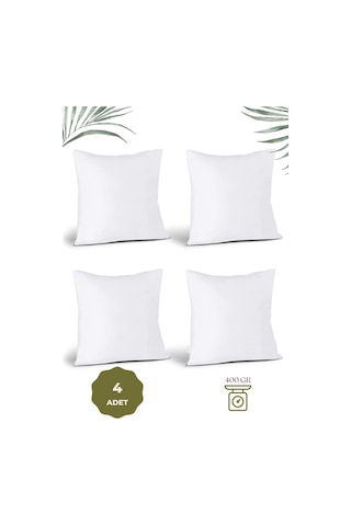 Swita Home 4'lü Boncuk Silikon Kırlent Kılıfı İç Yastığı Beyaz