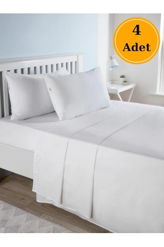 Otel Çarşafı Ekonomik Tek Kişilik Beyaz 180x235 Cm 4'lü