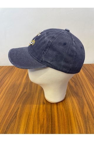 Hamze Çapa Nakışlı Denizci Yıkamalı Vintage Eskitme Unisex Cap Şapka Lacivert