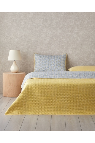 Azure Bloom Çok Amaçlı Tek Kişilik Yatak Örtüsü Takımı 160x220 Cm Sarı Sarı