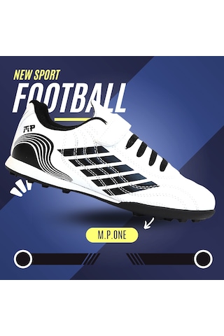 Kidessa 1746-1350 Bantlı Çocuk Halı Saha Futbol Ayakkabısı Beyaz Çok Renkli