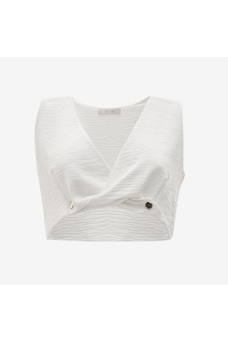 Vaura Z Burgulu Crop Top Beyaz