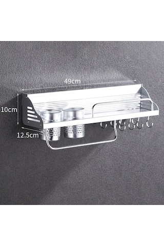 Mutfak Duvara Monte Plastik Kenar Baharat Raf Gümüş