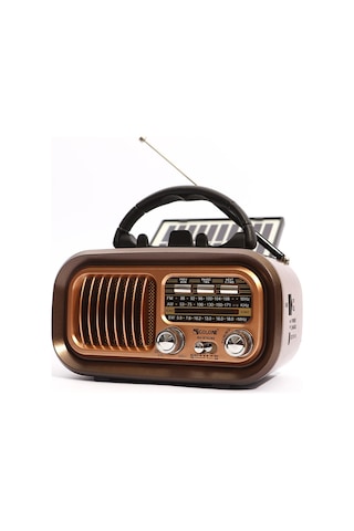 Yifomall Kahverengi Güneş Enerjili Taşınabilir Üç Bantlı Radyo - Bluetooth Hoparlör, Tf Kart/usb Çalma, Fm/am/kısa Dal, Pil İçeren