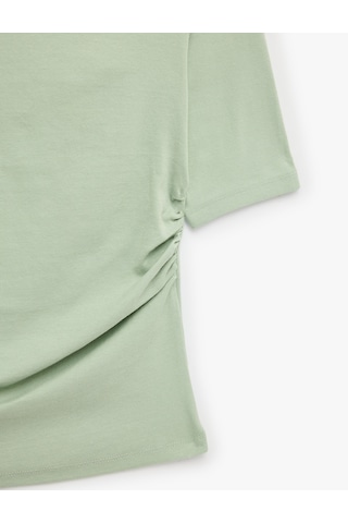 Koton Slim Fit Pamuklu Kayık Yuvarlak Yaka Yarım Kollu Tişört Mınt 6sak50012ek Mint