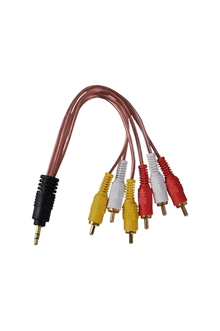 3.5mm Aux To 6 X Erkek Rca - 5 + 1 Ses Sistemi Kablosu - 3.5 Mm Stereo Aux Ve 6 Tos Erkek 5+1 Kablo