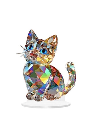Pazly Suntek Sevimli Sanatları Modern Minyatür Kedi Heykeli El 16cmx20cm Aa 16cmx20cm