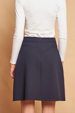 Yüksek Bel Hafif Likralı Kumaş Diz Boy Çan Etek-lacivert Lacivert