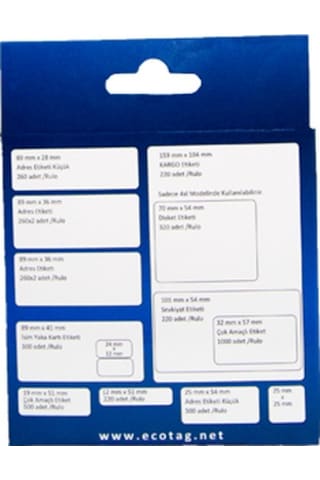Ecotag Dymo Lw Muadili Etiket 25X25 750 Adet