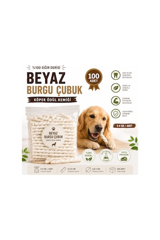 Beyaz Burgu Çubuk Köpek Ödül Kemiği 100 Lü Paket