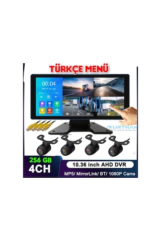 Dokunmatik Ekranlı Ahd 4 Kameralı Video Müzik Dvr Monitör