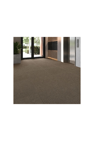Karo Halı Modüler Yer Halısı Ev Ofis Oda Salon Koridor Antre Zemin Kaplama 50x50 Cm Bej